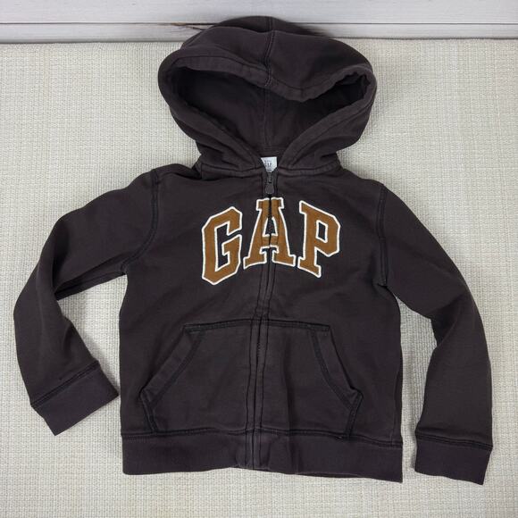 Baby‎ Gap Logo Hoodie Zip Up Brown Size 5 Years - Picture 1 of 8